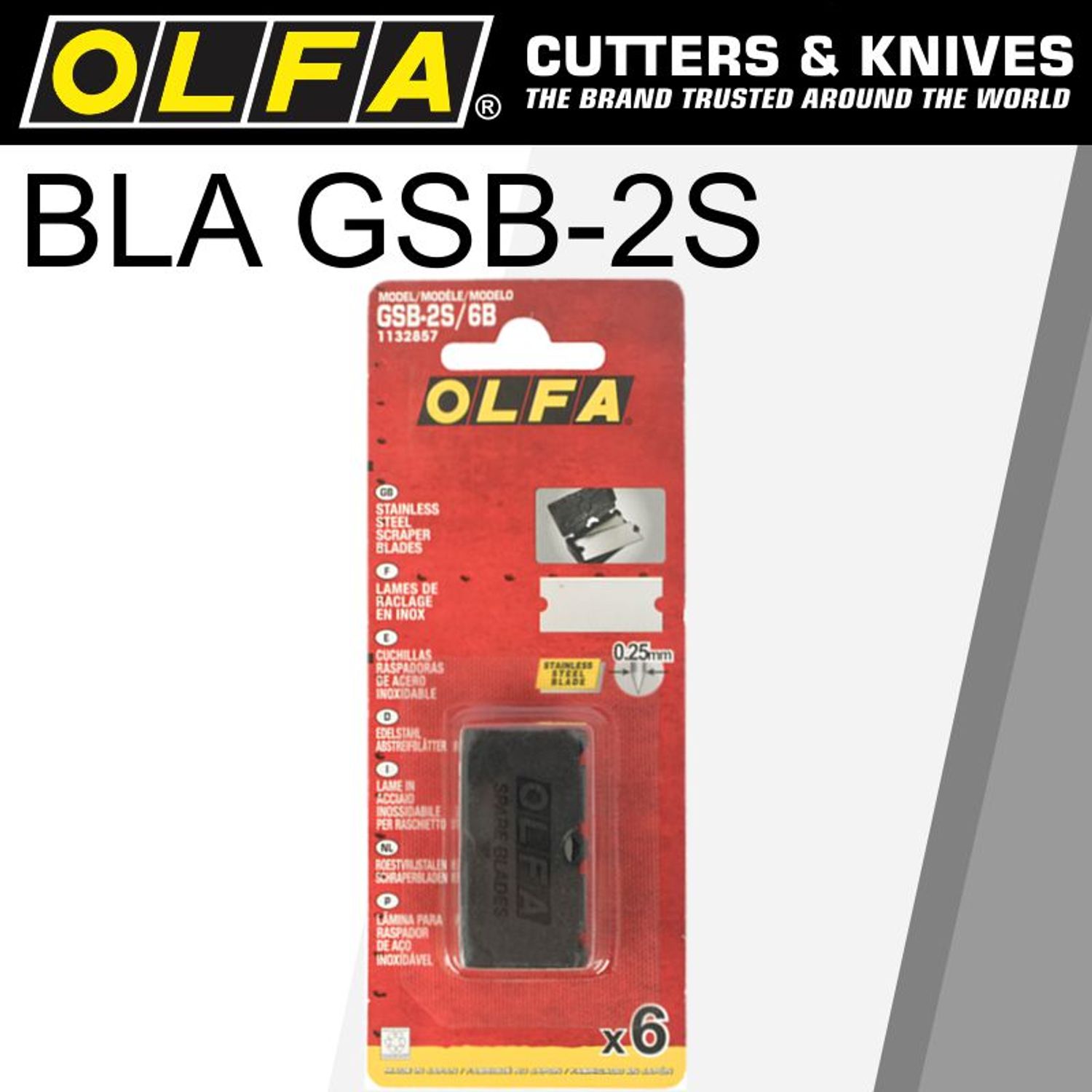 OLFA Scraper Blade For Grs-2 S/steel 40mmx18mm 6pk